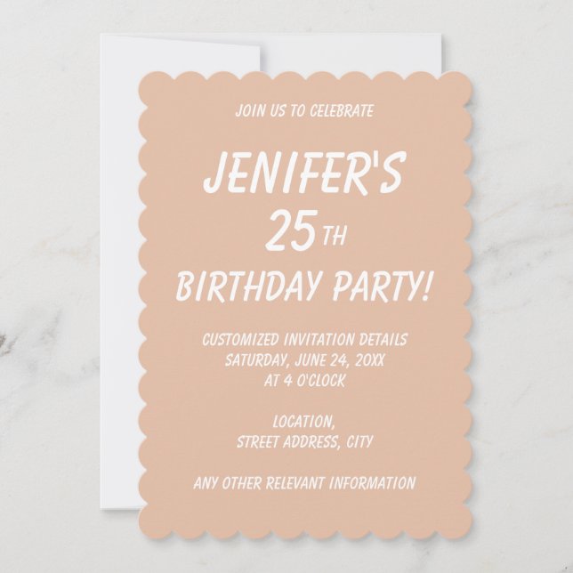 Solid colour plain Cashmere beige Invitation (Front)