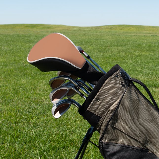 Solid colour plain Copper brown Golf Head Cover (In Situ)
