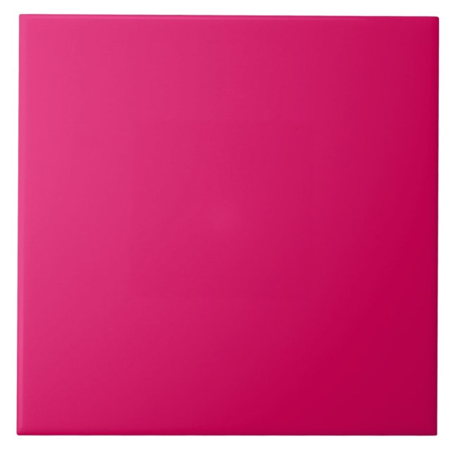 Solid colour plain dark bright pink ceramic tile (Front)