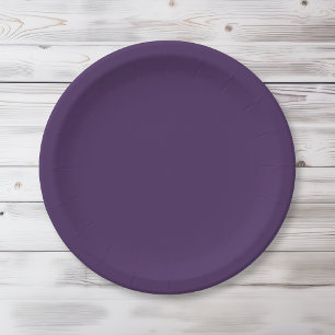 Solid colour plain dark purple acai berry paper plate