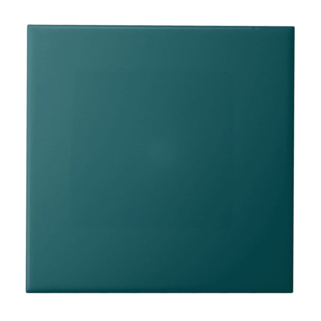 Solid colour plain dark teal green Spruced-up Ceramic Tile (Front)