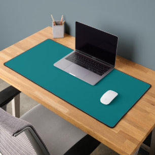  Solid colour plain Deep Aqua teal Desk Mat