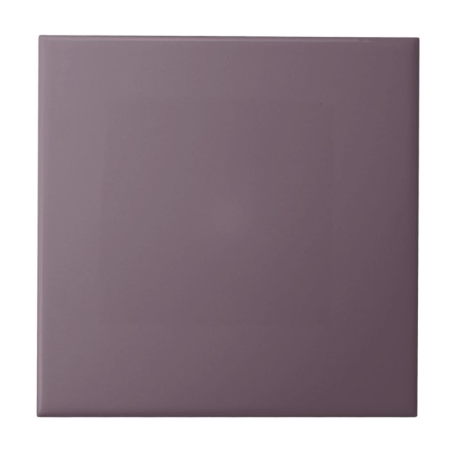 Solid colour plain dusky dark plum purple ceramic tile (Front)