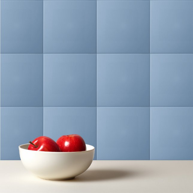 Solid colour plain dusty blue pastel ceramic tile (blue tile)