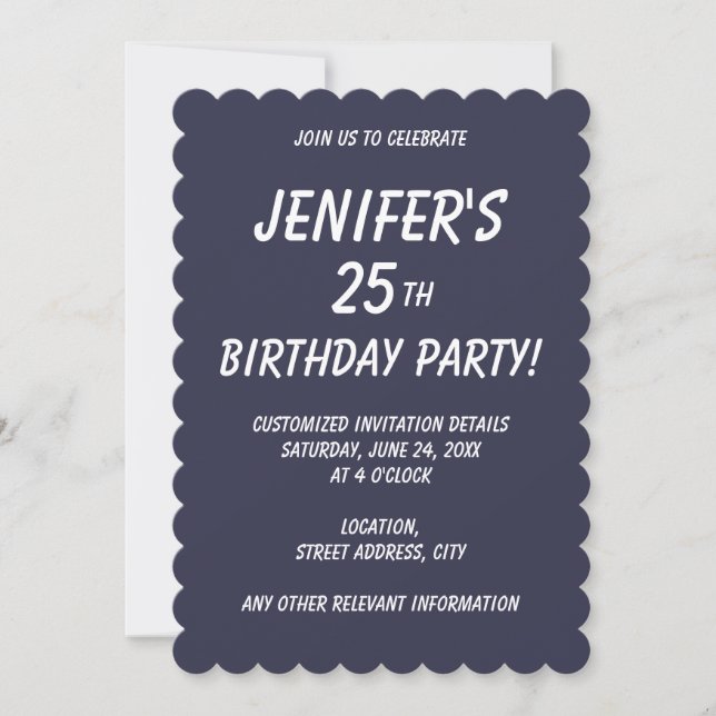 Solid colour plain Evening dark Blue Invitation (Front)