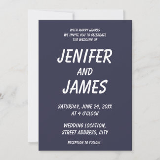 Solid colour plain Evening dark Blue Invitation
