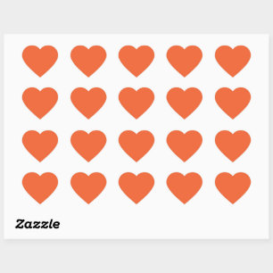 Solid colour plain exotic orange red heart sticker