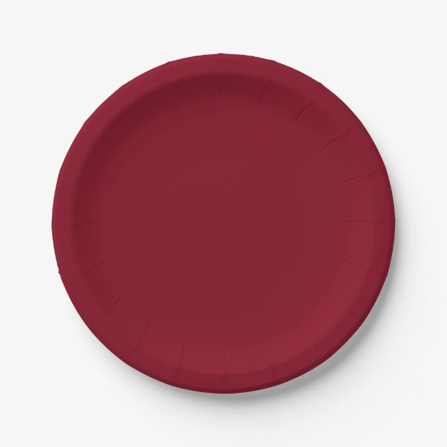  Solid colour plain Garnet Red Paper Plate (Front)