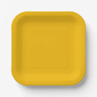 Solid colour plain hot yellow freesia paper plate