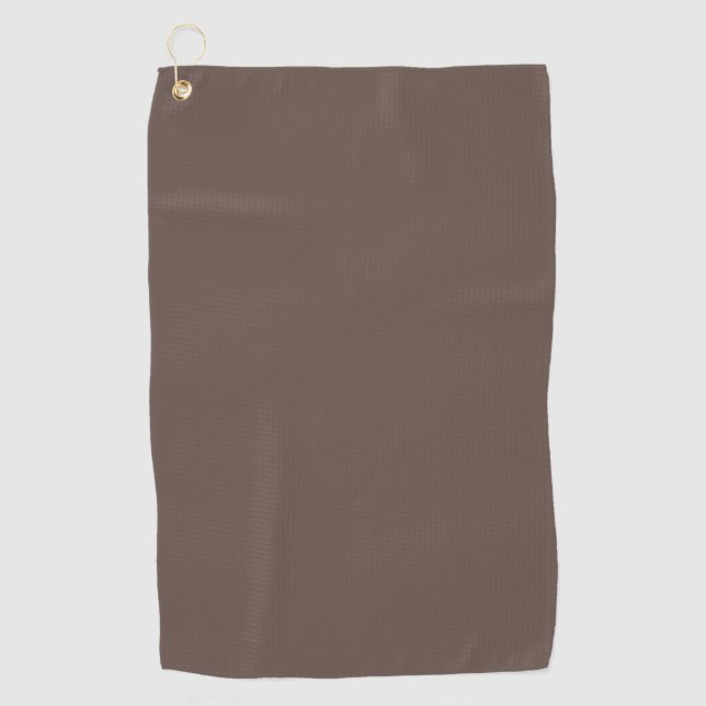 Solid colour plain medium taupe pastel brown golf towel (Front)