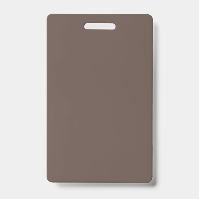 Solid colour plain medium taupe pastel brown ID badge (Front)
