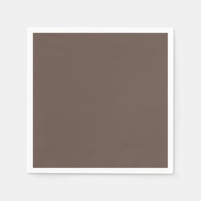 Solid colour plain medium taupe pastel brown napkin (Front)