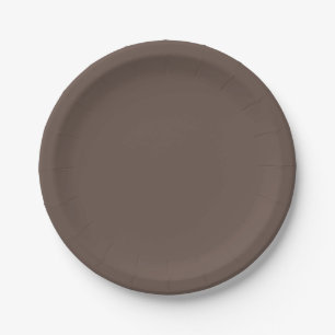 Solid colour plain medium taupe pastel brown paper plate