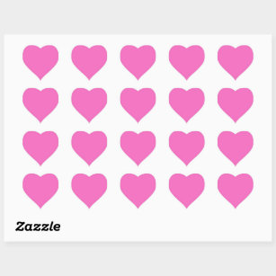 Solid colour plain orchid bright pink heart sticker
