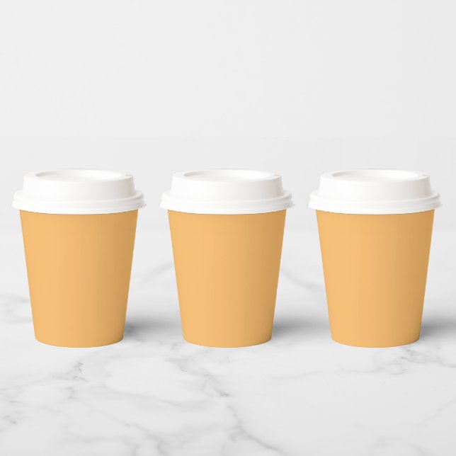 Solid colour plain pastel orange topaz paper cups (Multi)