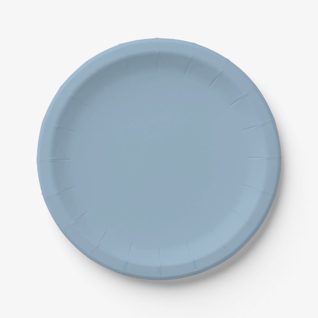 Solid colour plain pastel pale blue paper plate (Front)