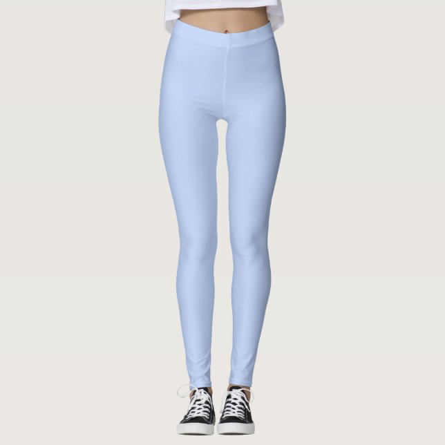 Solid colour plain periwinkle light blue leggings (Front)