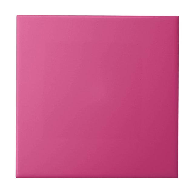 Solid colour plain raspberry bright pink ceramic tile (Front)
