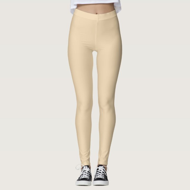 Solid colour plain sand beige dutch white leggings (Front)