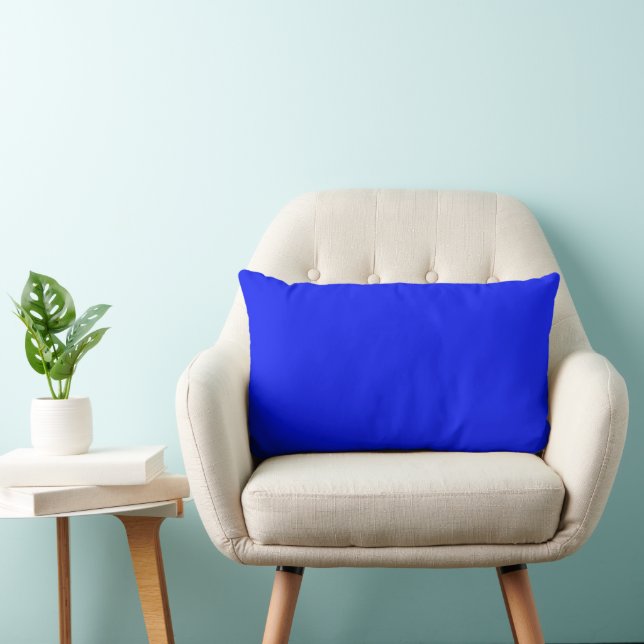 Solid colour plain sapphire bright blue lumbar cushion (Chair)