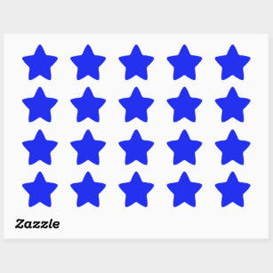 Solid colour plain sapphire bright blue star sticker