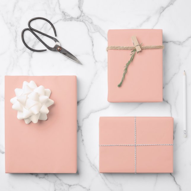 Solid colour plain simple delicate Tropical Peach Wrapping Paper Sheet (Front)