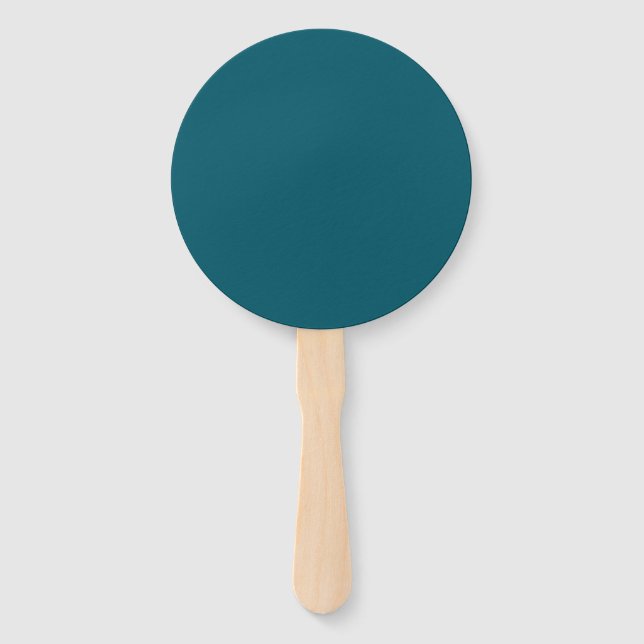 Solid colour plain teal peacock hand fan (Front)