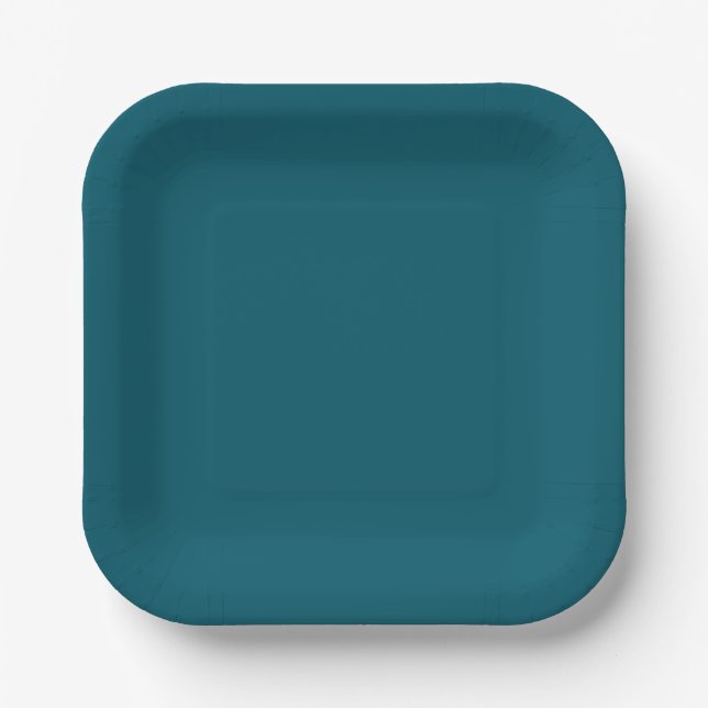 Solid colour plain teal peacock paper plate (Front)