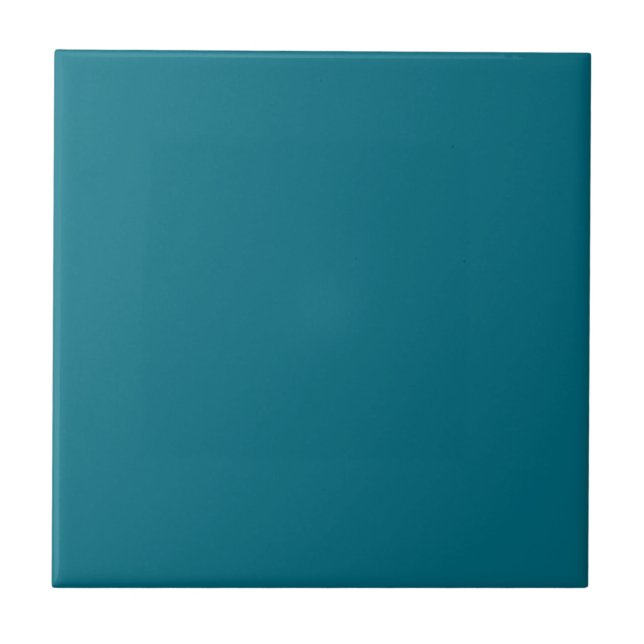 Solid colour plain teal Tahitian Tide Ceramic Tile (Front)
