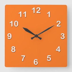 Solid Colour: Pumpkin Orange Square Wall Clock