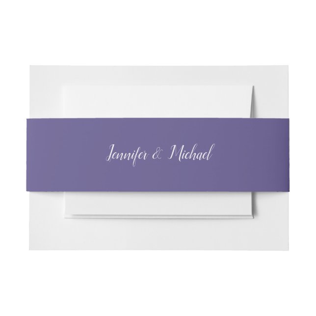 Solid Colour Purple Belly Bands Invitation Belly Band (Front Example)