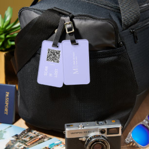  Solid Colour QR code Scan if lost Periwinkle  Luggage Tag