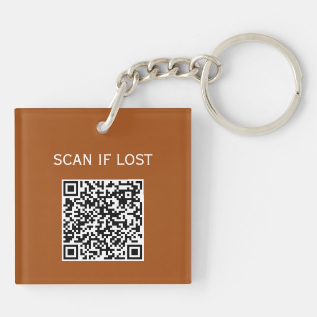 Solid Colour QR code Scan if lost Roux Elegant Key Ring (Back)