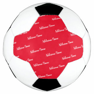 Solid Colour Red Modern Basic Monogrammed Soccer Ball