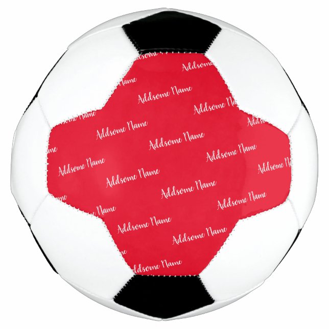 Solid Colour Red Modern Basic Monogrammed Soccer Ball (Front)