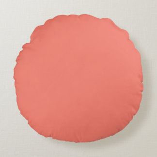 Solid colour salmon coral round cushion