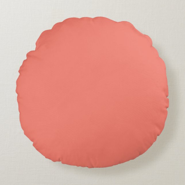 Solid colour salmon coral round cushion (Front)