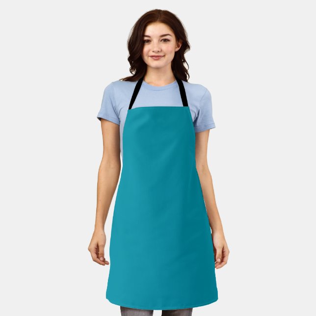 Solid colour seaside teal apron (Worn)