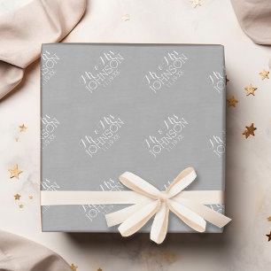 Solid Colour Silver - Mr & Mrs Wedding Favours Wrapping Paper