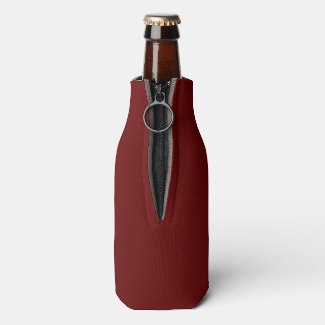 Solid Cranberry Maroon Colour Personalise  Bottle Cooler (Bottle Back)
