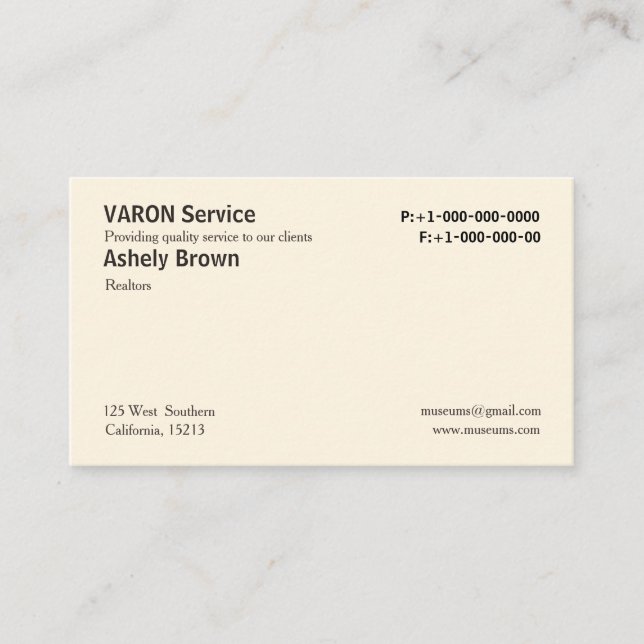 Solid Cream Professional Simple Business Cards (Front)