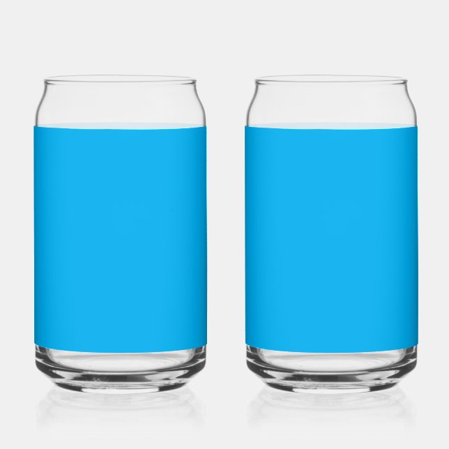 Solid Cyan Blue Background | Summer Minimal Style Can Glass (Front)