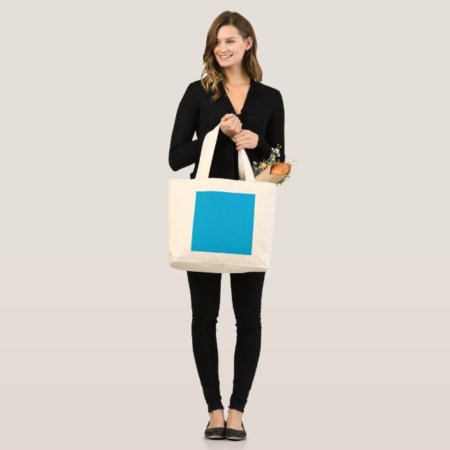 Solid Cyan Blue Background | Summer Minimal Style Large Tote Bag (Front (Model))
