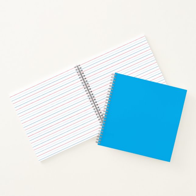 Solid Cyan Blue Background | Summer Minimal Style Notebook (Inside)