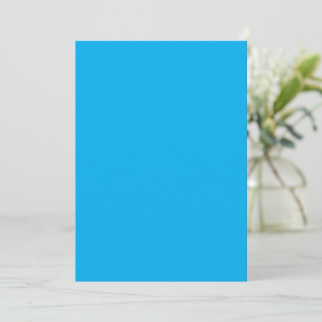 Solid Cyan Blue Background | Summer Minimal Style Save The Date (Standing Front)