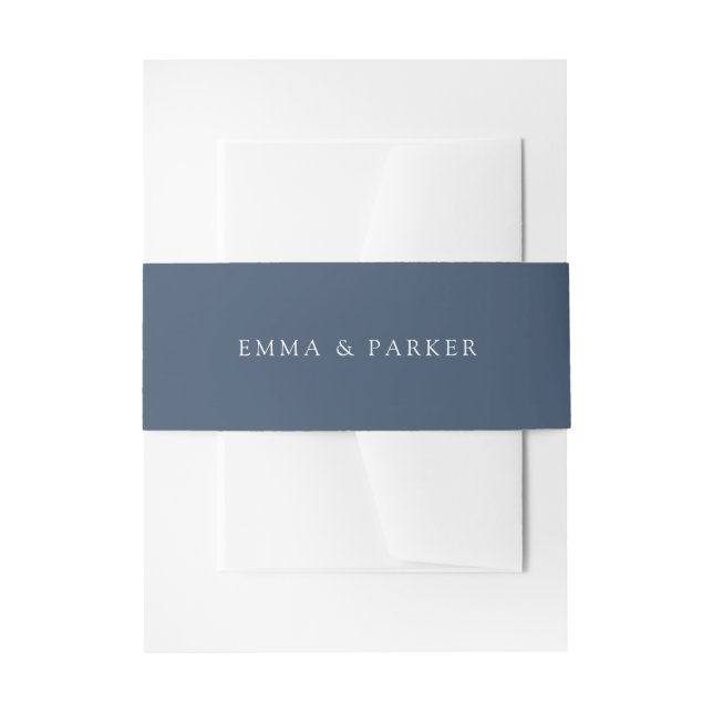 Solid Dark Blue | Personalised Wedding Invitation Belly Band (Front Example)