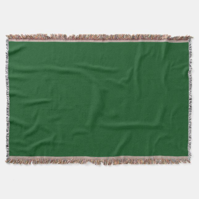 Solid Dark Forest Green Colour Throw Blanket (Front)