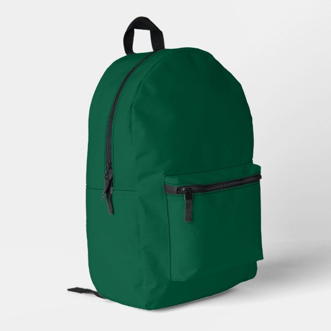 Solid dark green textured background printed backpack (Back Corner Left)