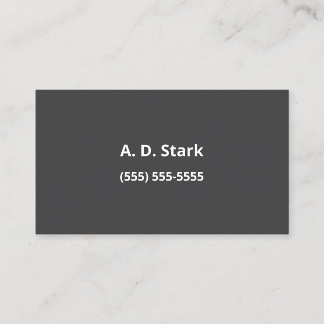 Solid Dark Grey Minimalist Business Cards (Front)