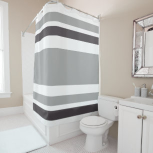 Solid Dark Grey Shade Stripes Shower Curtain